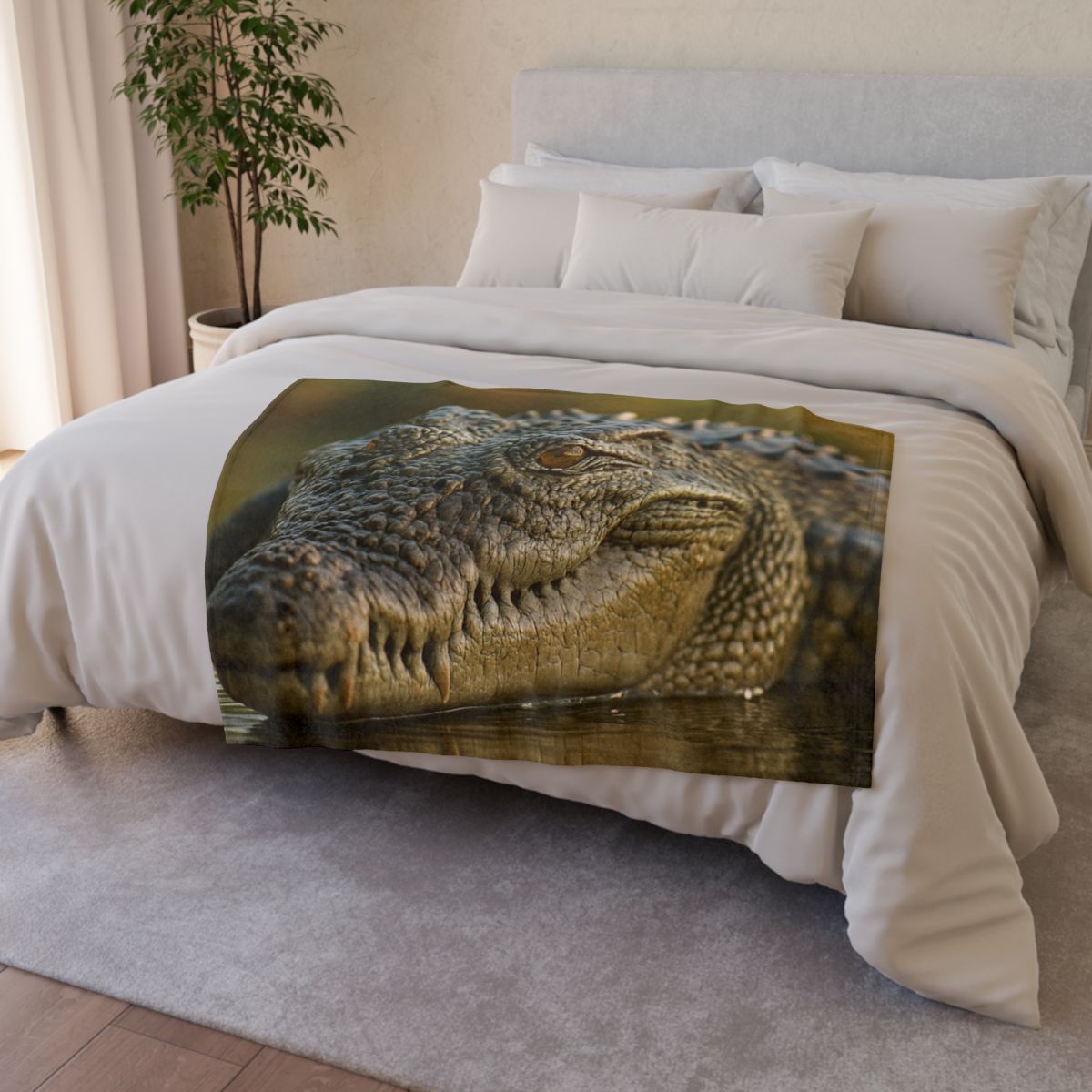 Ember Eye Saltwater Crocodile personalized cozy blankets
