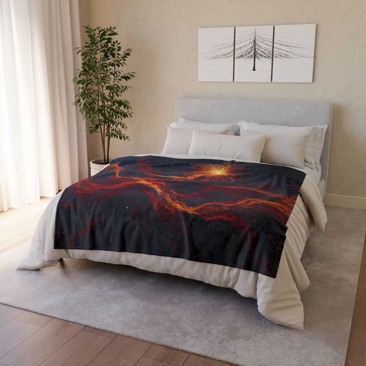 Ember Filament Bloom designer printed blankets