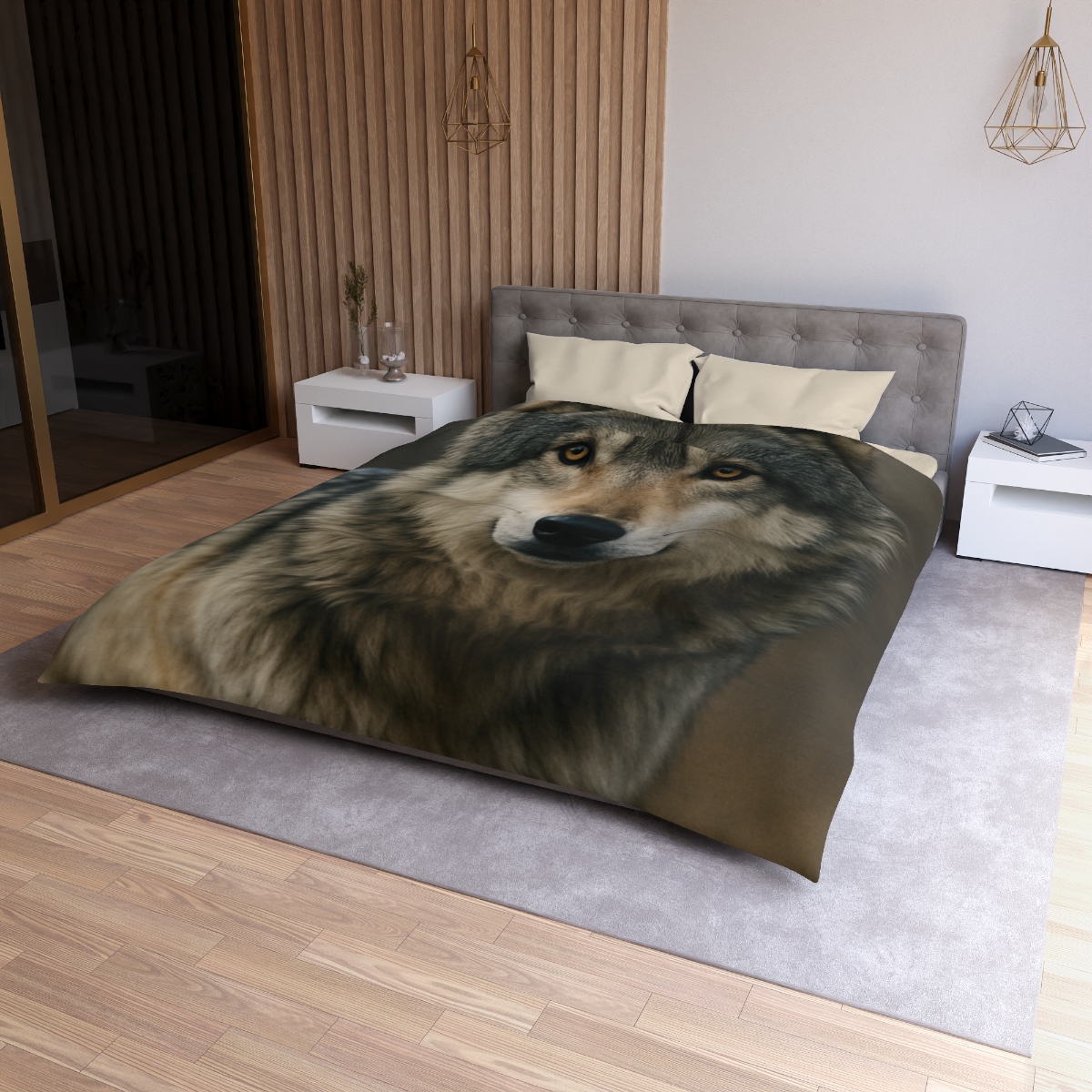 Ember Gaze Gray Wolf custom duvets