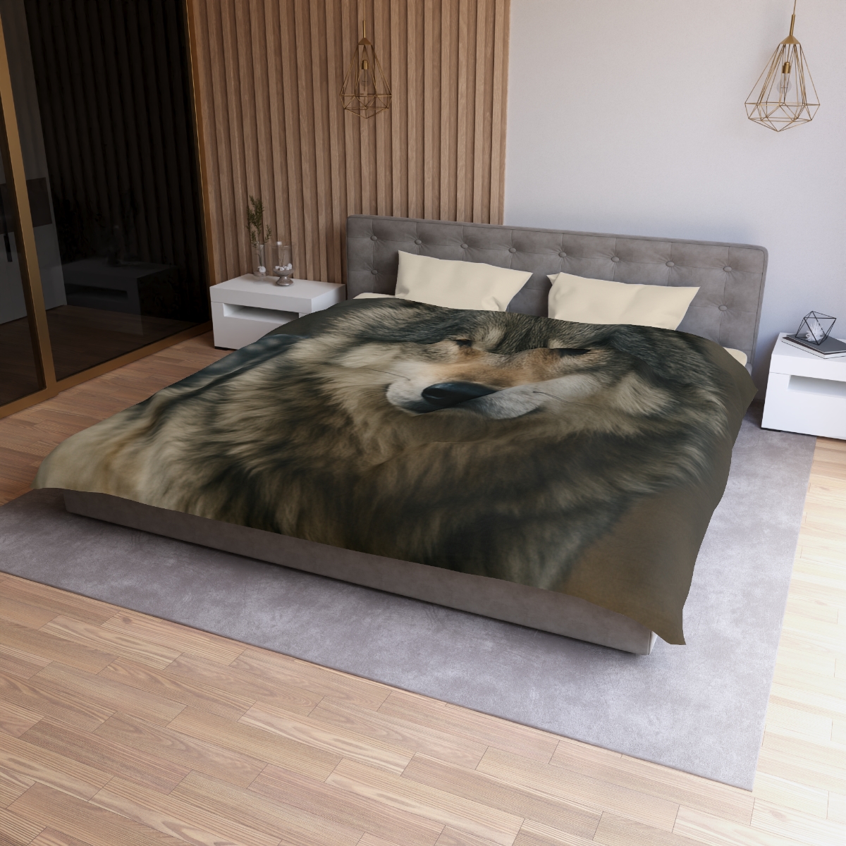 Ember Gaze Gray Wolf custom duvets