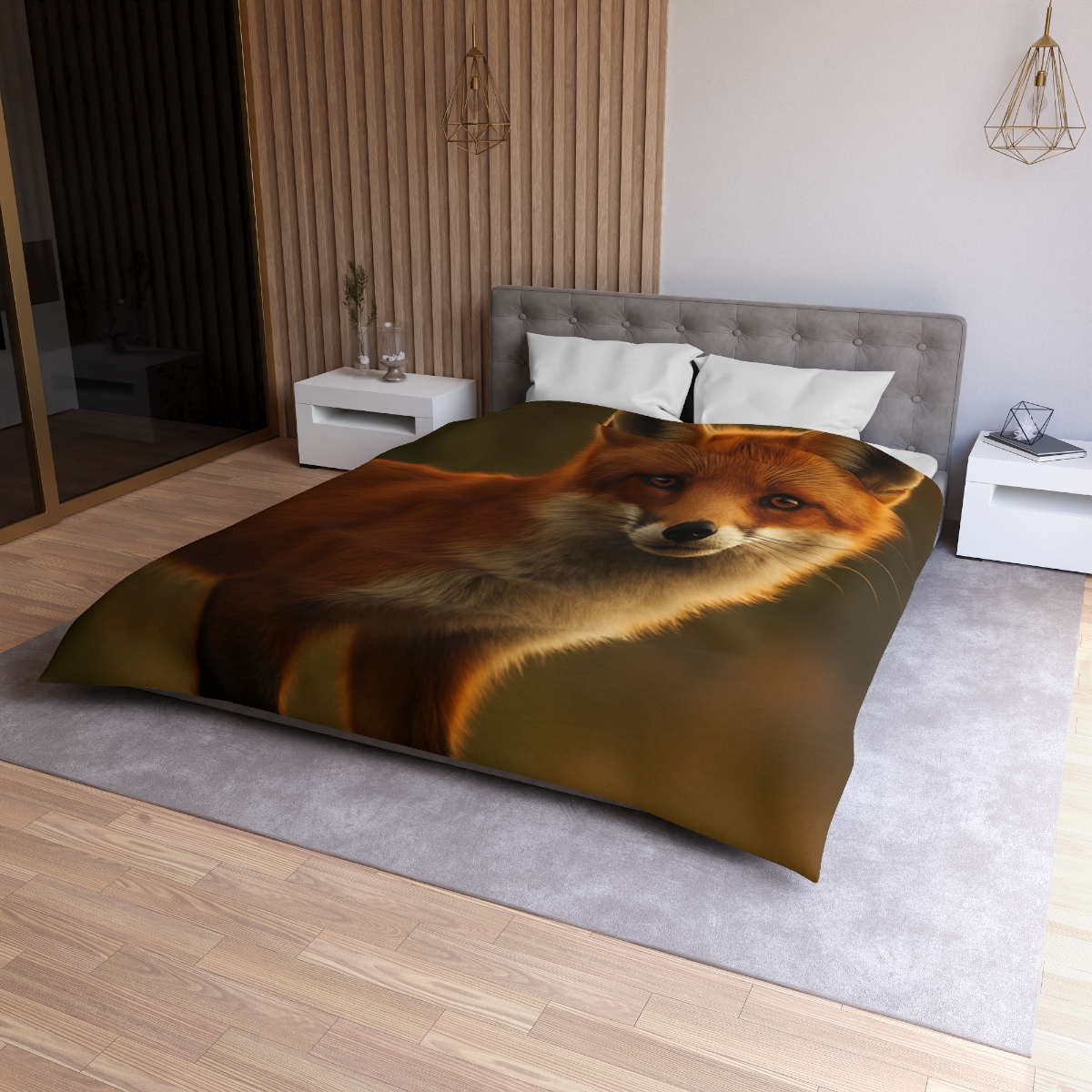 Ember Thicket Red Fox designer printed duvets