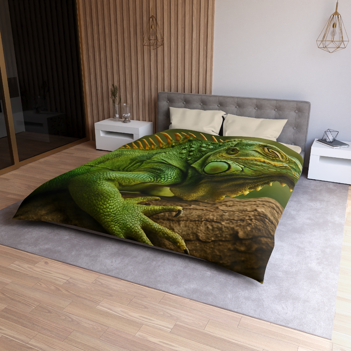 Emerald Drift Green Iguana personalized bedding duvets