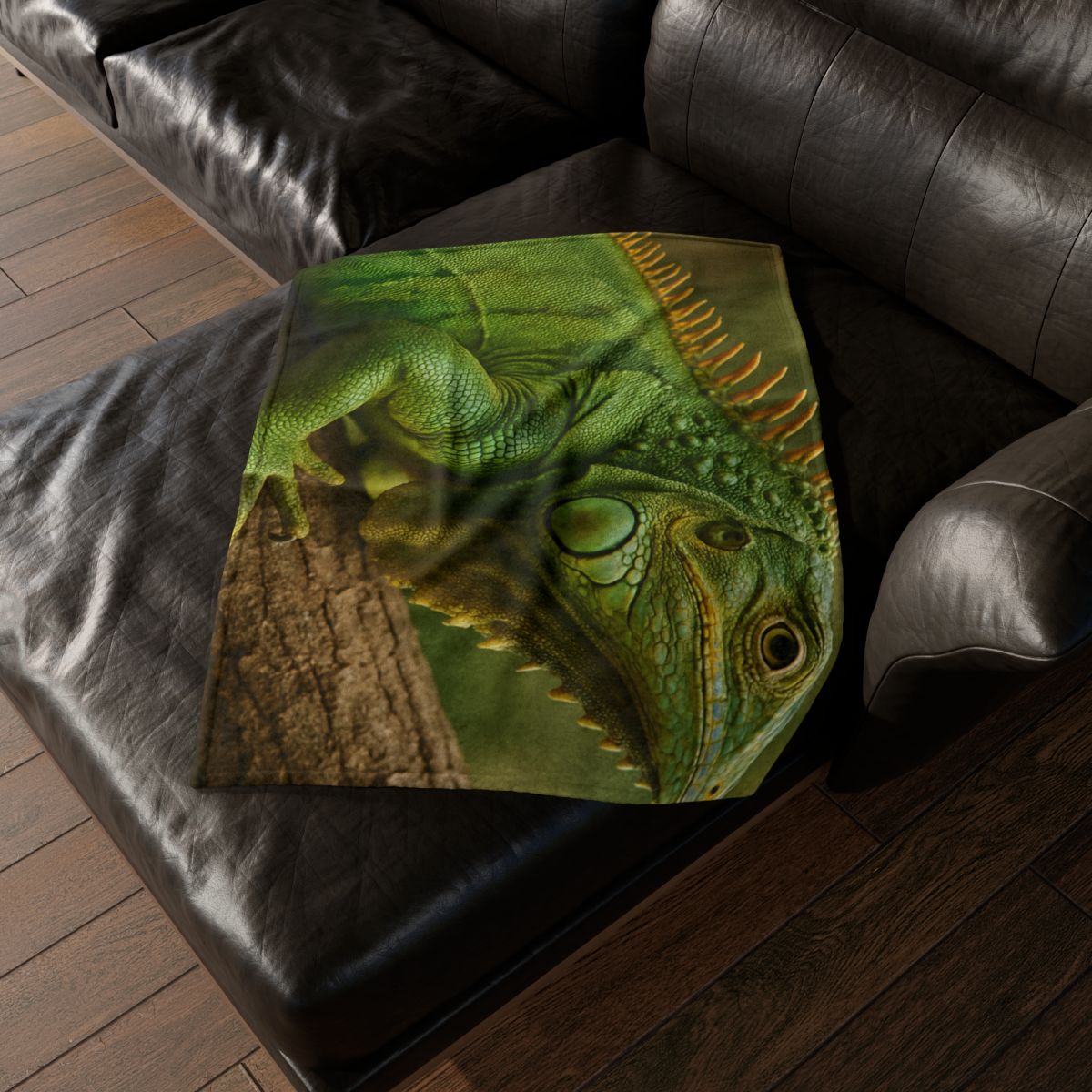 Emerald Drift Green Iguana soft fleece blankets