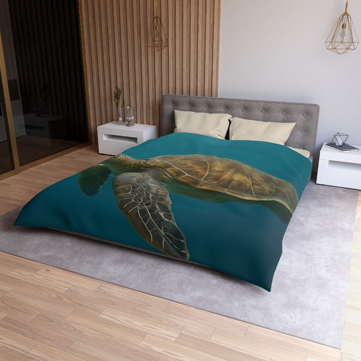 Emerald Drift Green Sea Turtle warm winter duvets