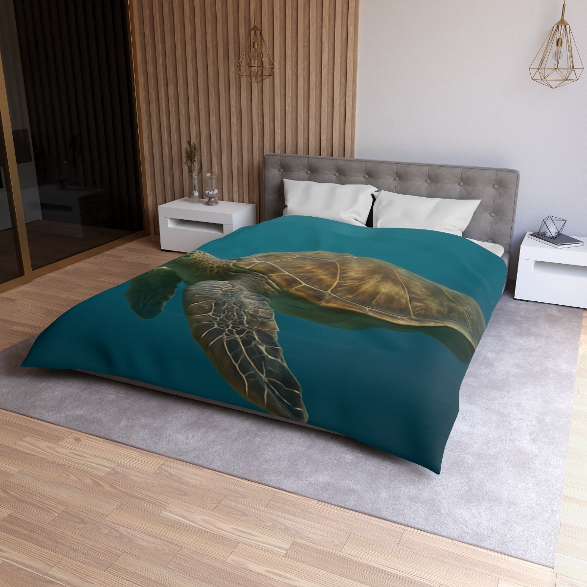 Emerald Drift Green Sea Turtle warm winter duvets