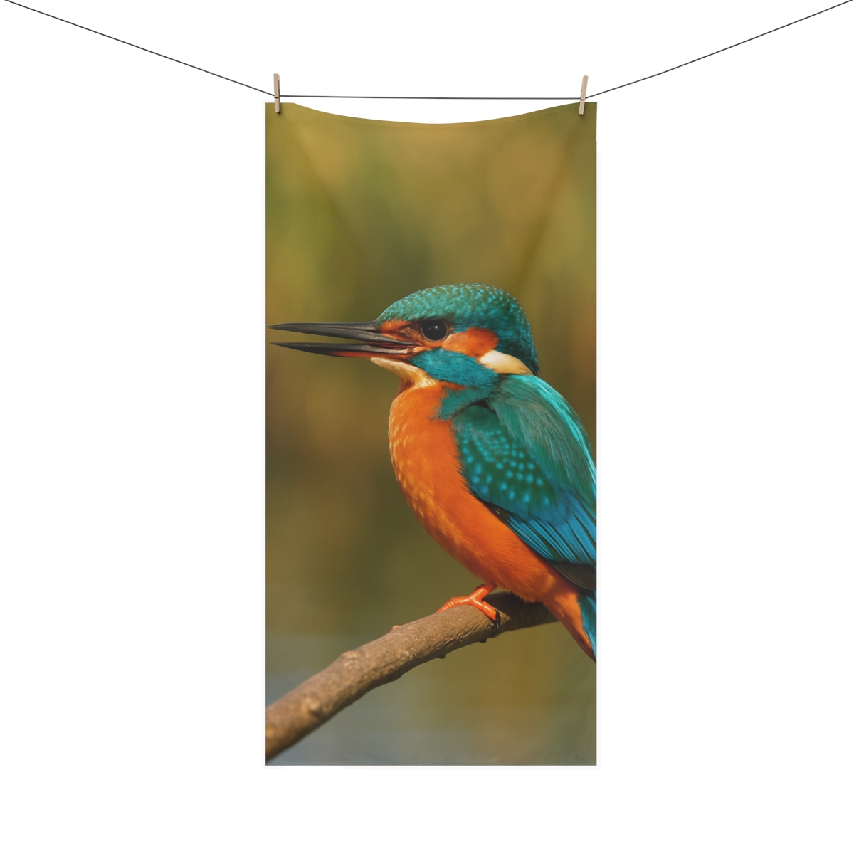 Emerald Flash Kingfisher personalized bath towels