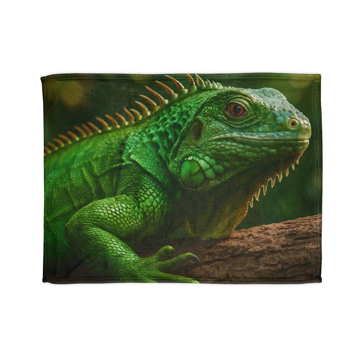 Emerald Gaze Green Iguana personalized cozy blankets