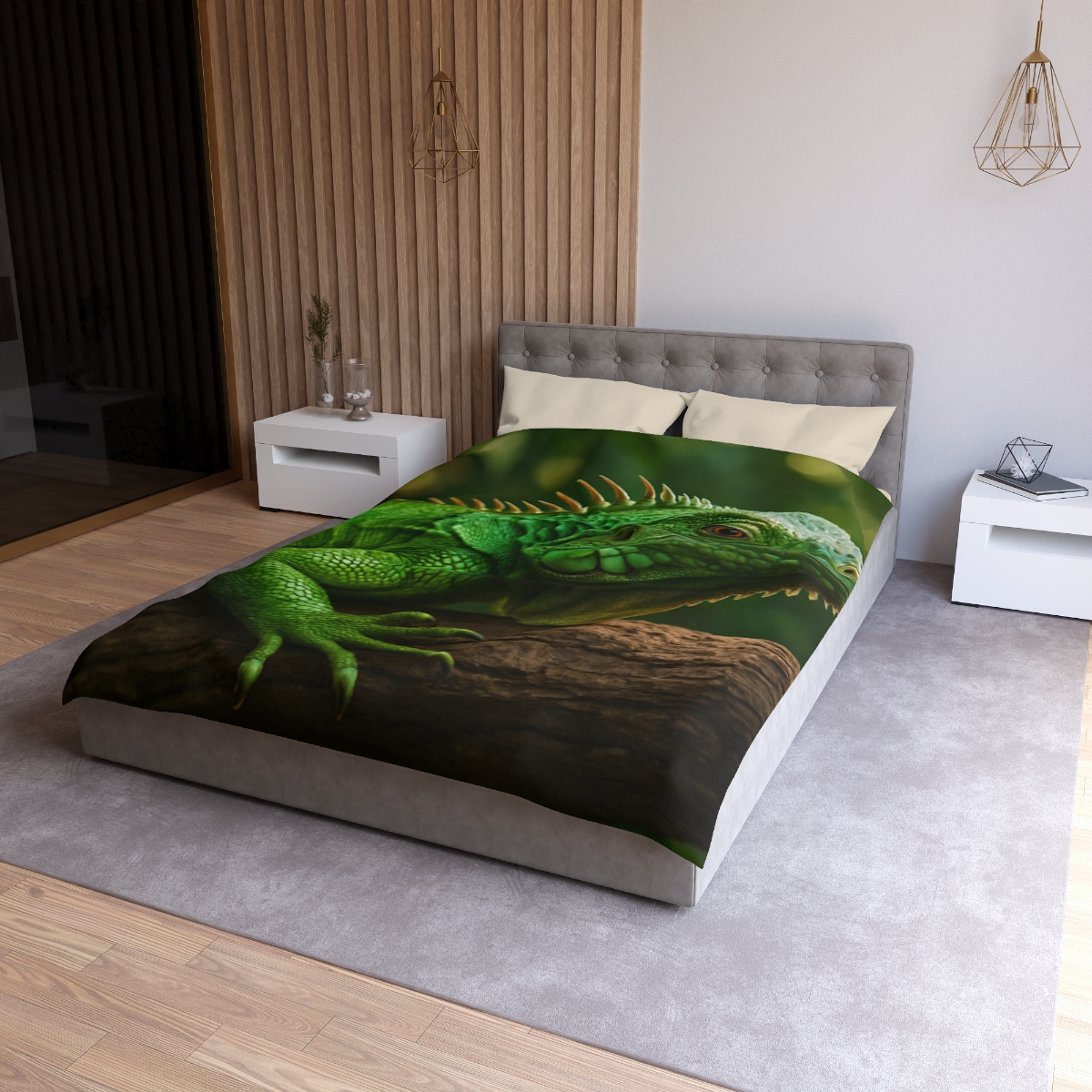 Emerald Gaze Green Iguana warm winter duvets