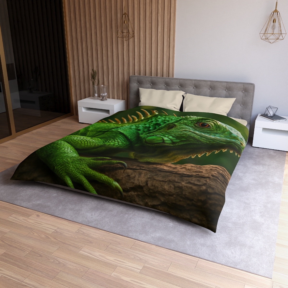 Emerald Gaze Green Iguana warm winter duvets