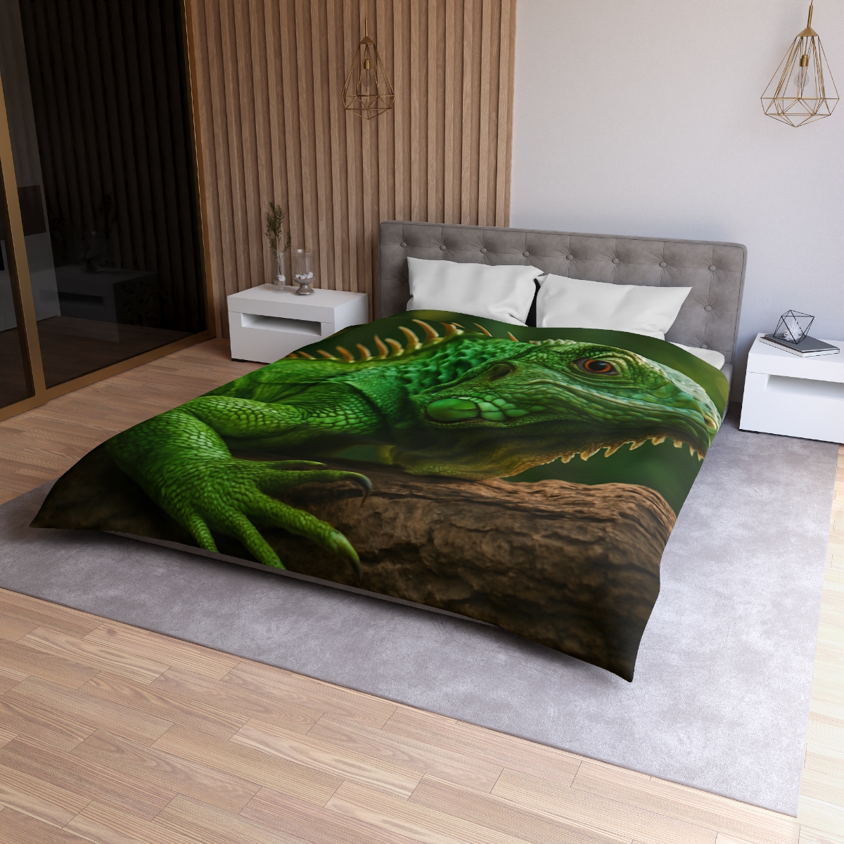 Emerald Gaze Green Iguana warm winter duvets