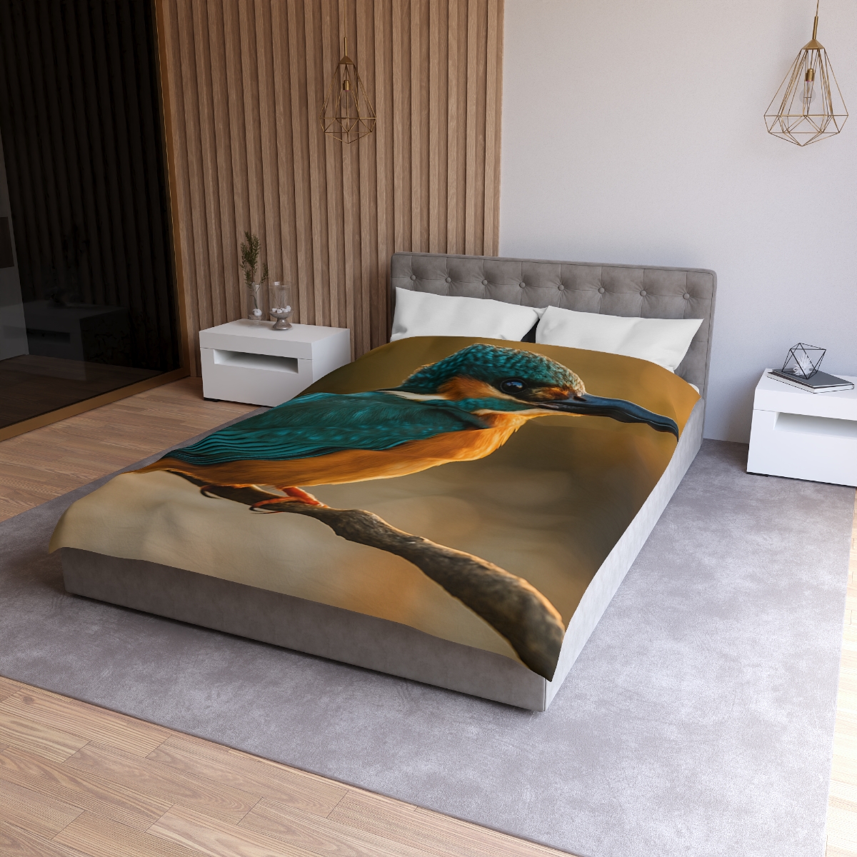 Emerald Glide Common Kingfisher personalized bedding duvets