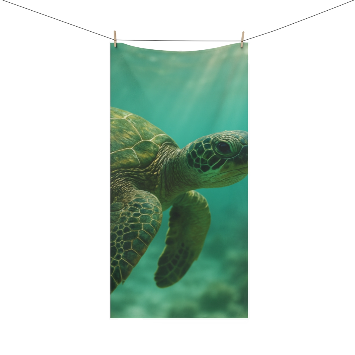 Emerald Watcher Green Sea Turtle personalized bath towels