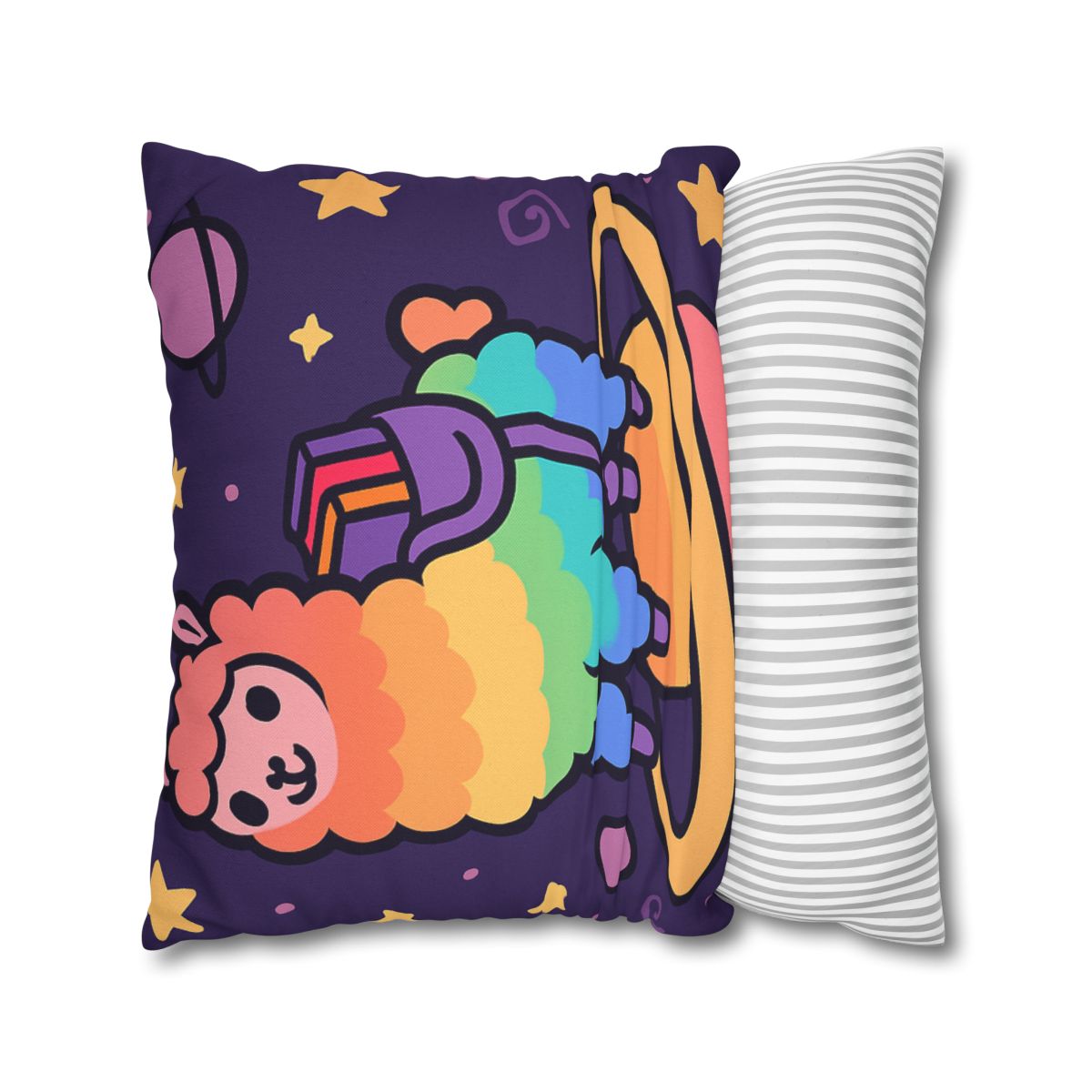 Galaxy Riding Rainbow Llama comfortable bedding pillow covers