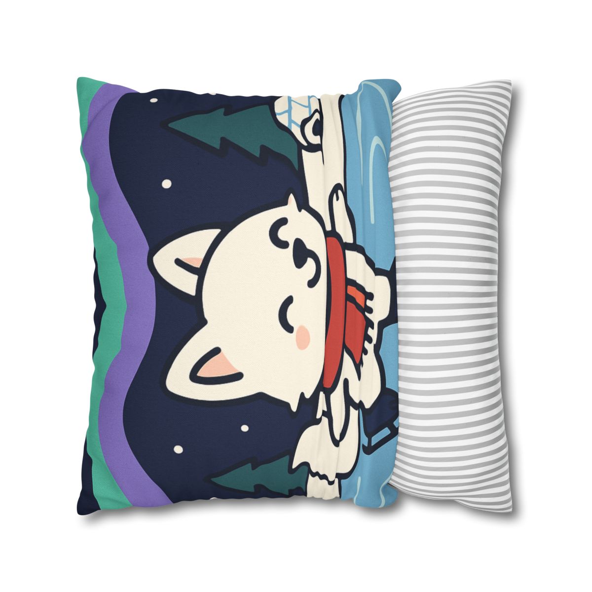 Aurora Snow Fox Skate Night trendy patterned pillow cases