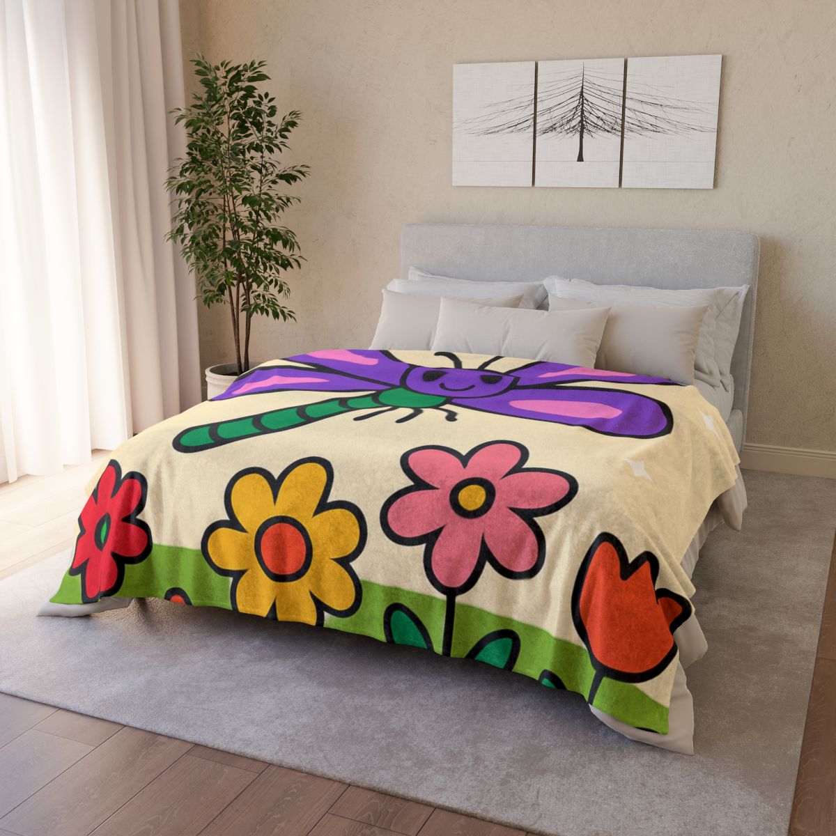 Nebula Dragonfly Garden soft fleece blankets
