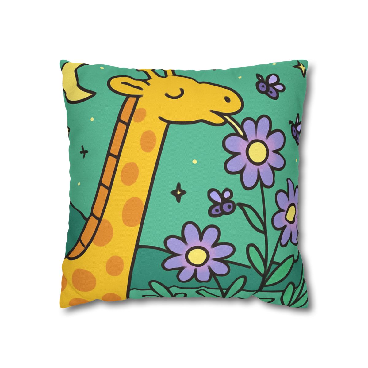 Galactic Garden Giraffe designer print pillow cases