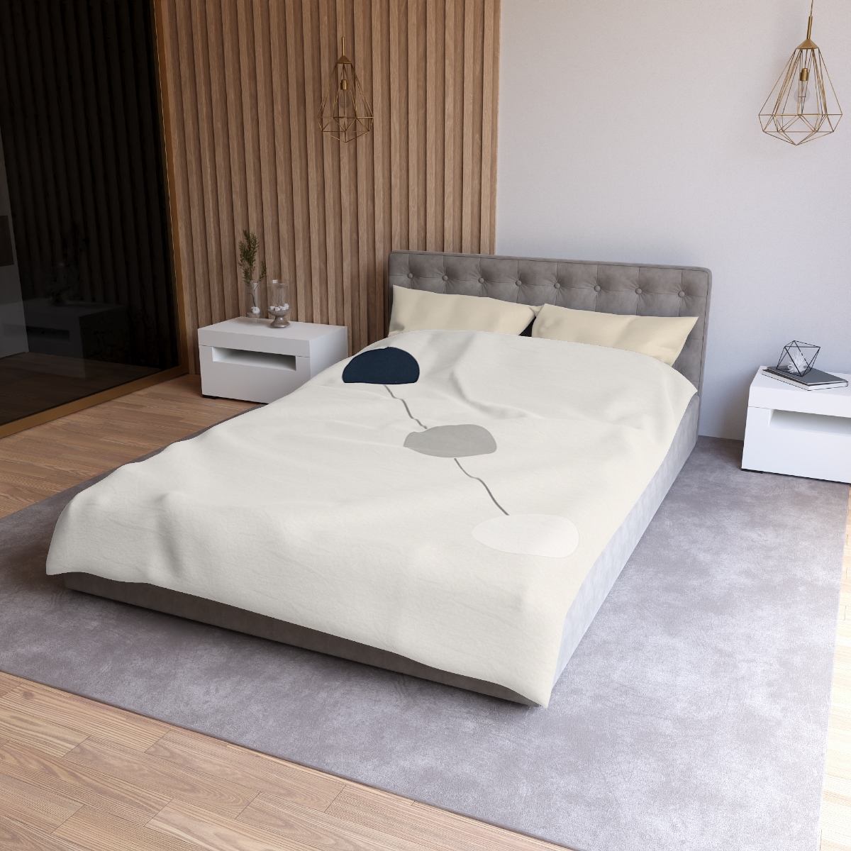 Orbital Triad Alignment designer printed duvets