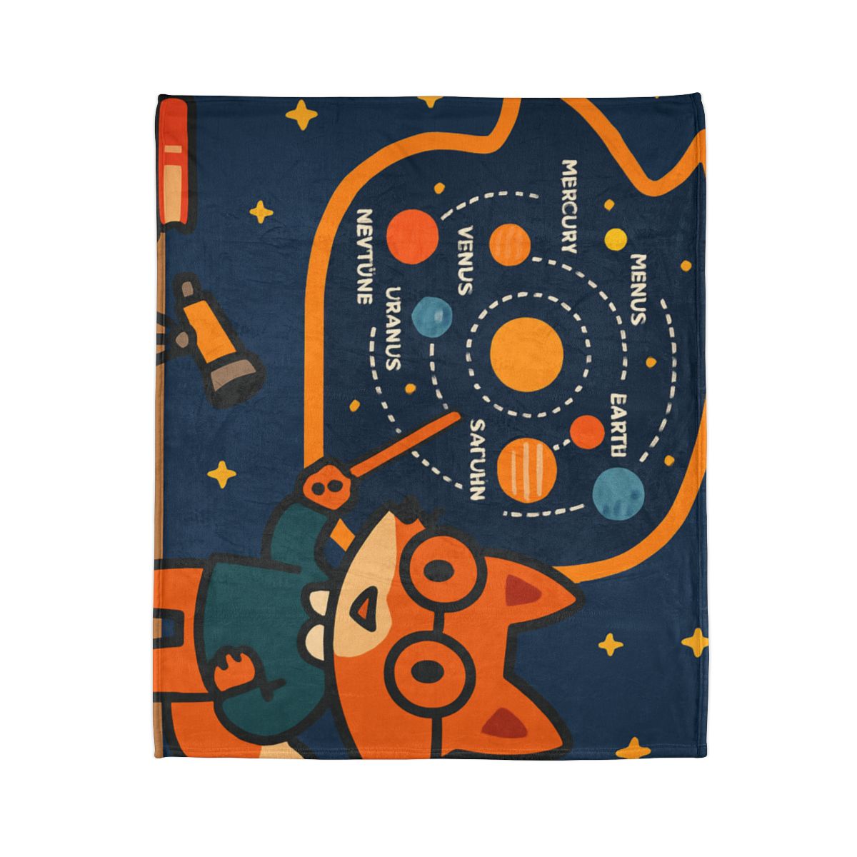 Comet Classroom With Star Map Fox personalized cozy blankets