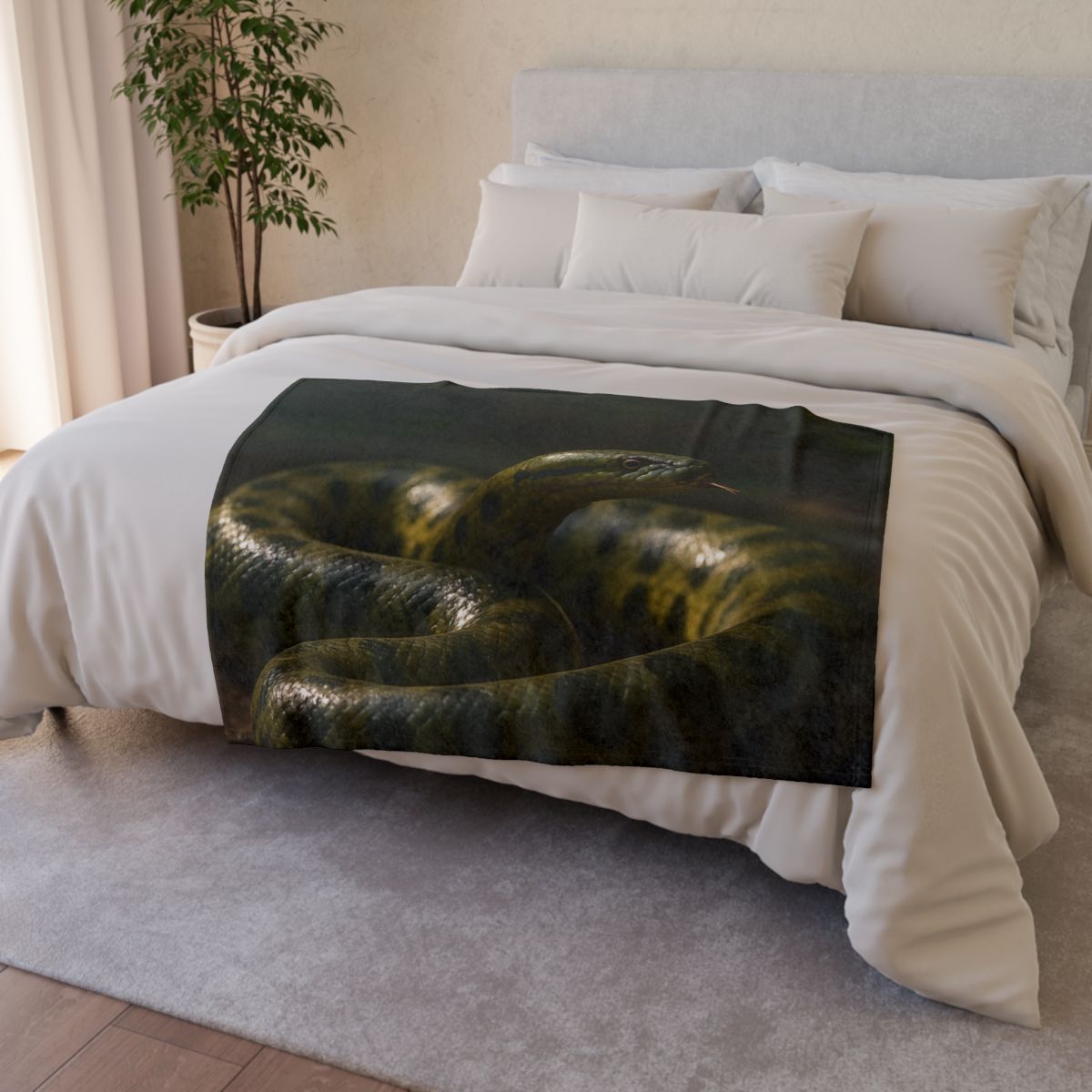 Shadow Ribbon Green Anaconda warm winter blankets