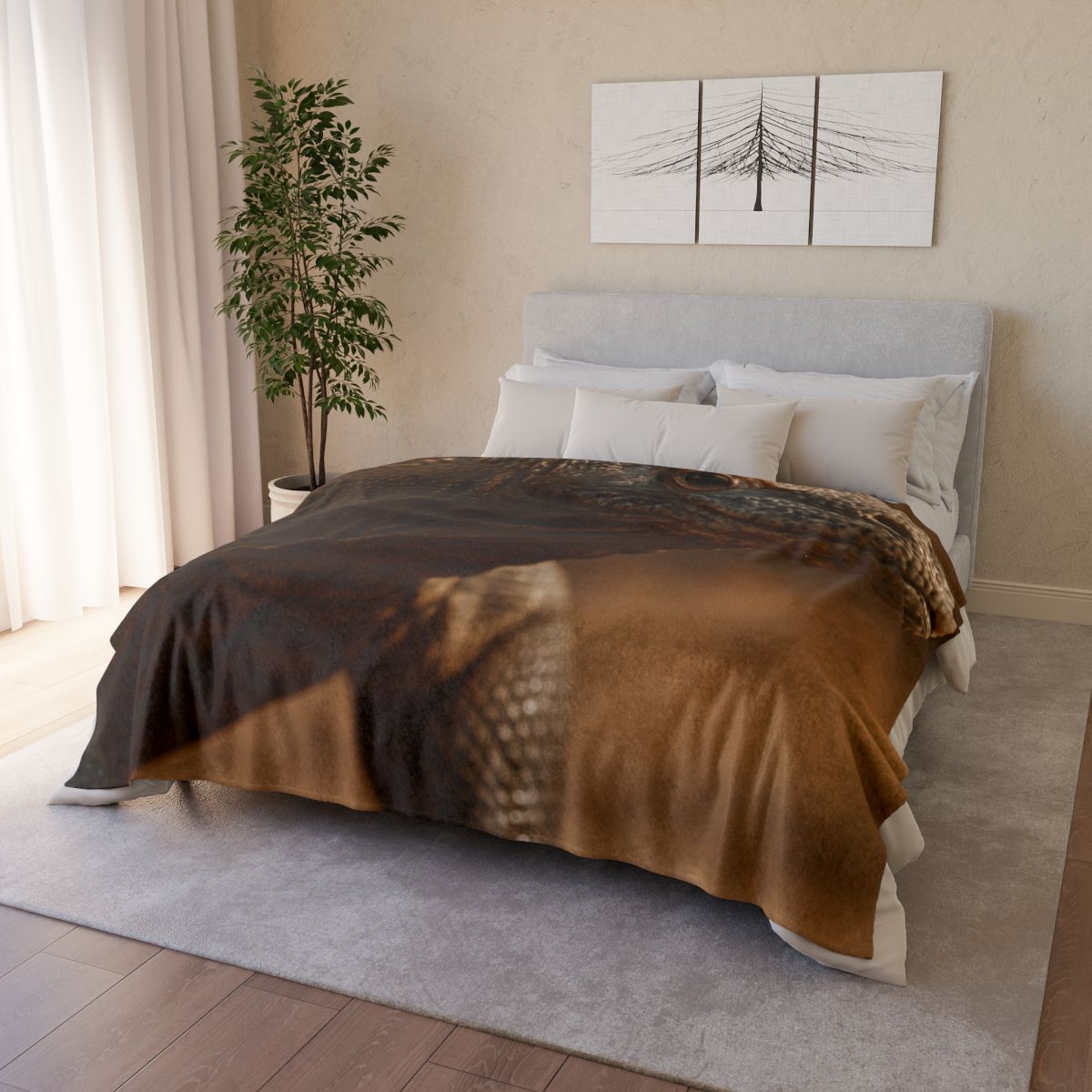 Ancient Sentinel Komodo Dragon soft fleece blankets