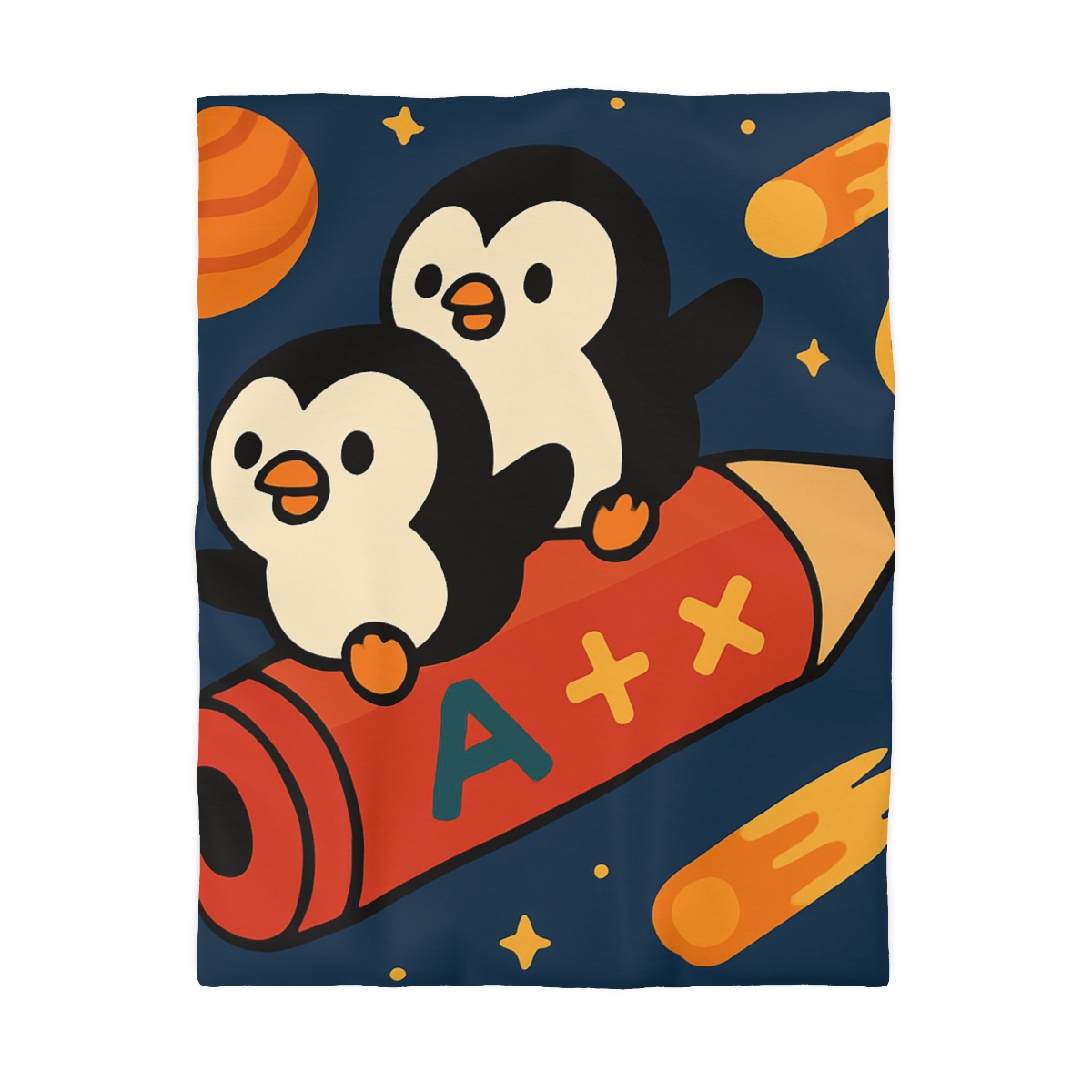 Rocket Riding Penguin Explorers trendy bedroom duvets