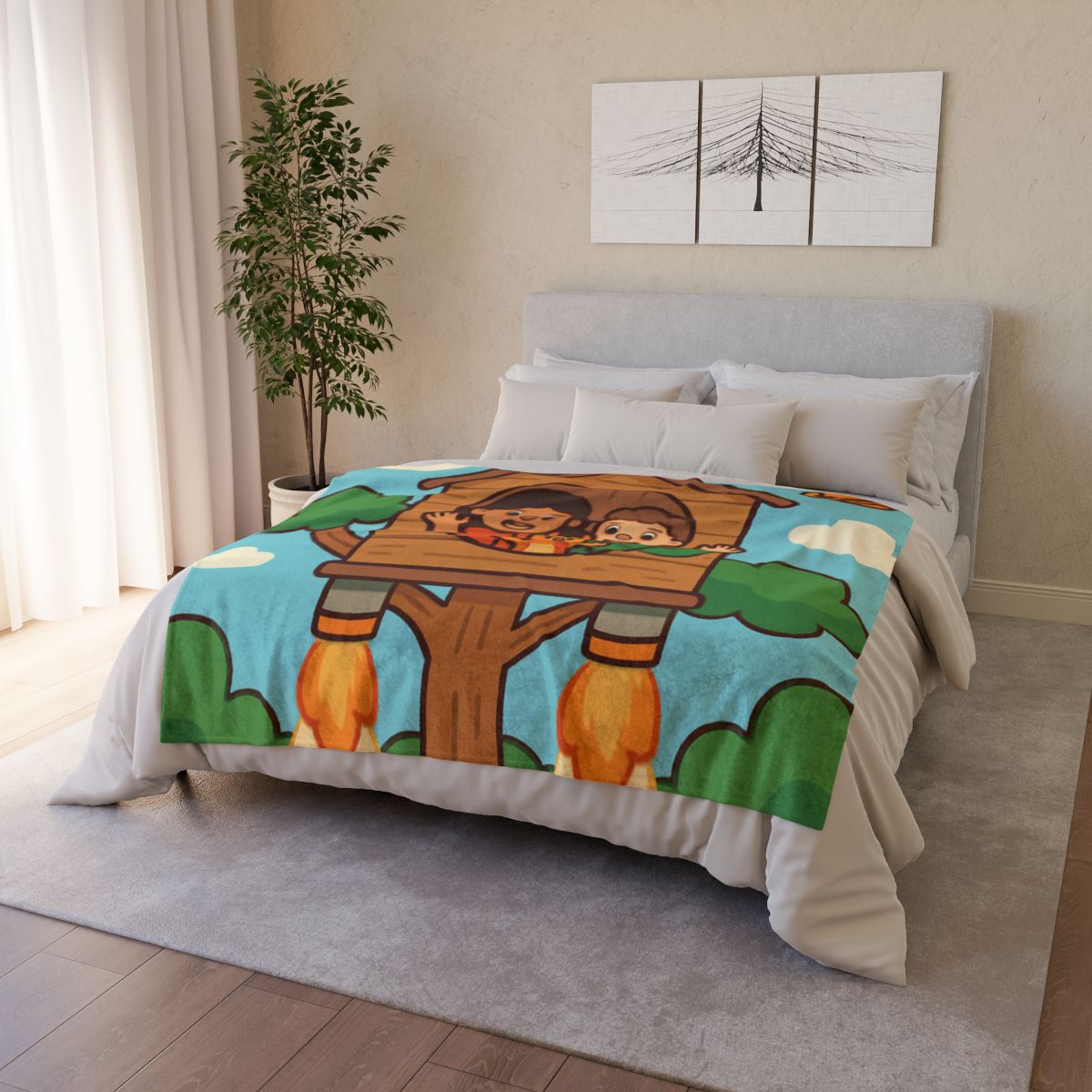 Rocket Powered Treehouse Forest unique gift blanketscustom blankets