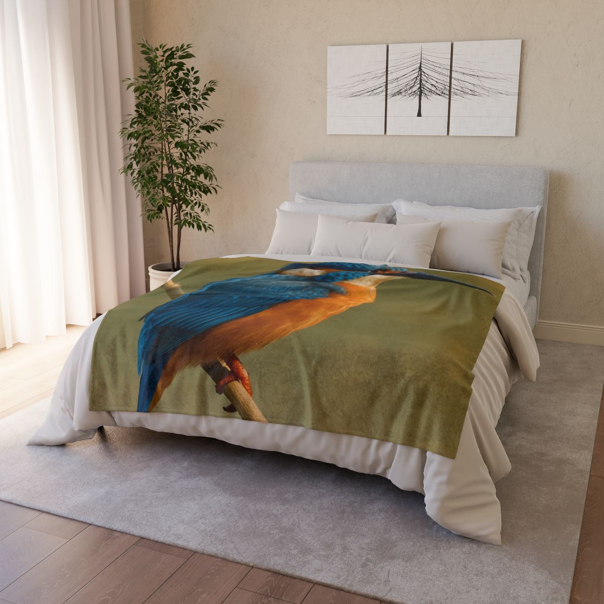 Dawn Drift Kingfisher designer printed blankets