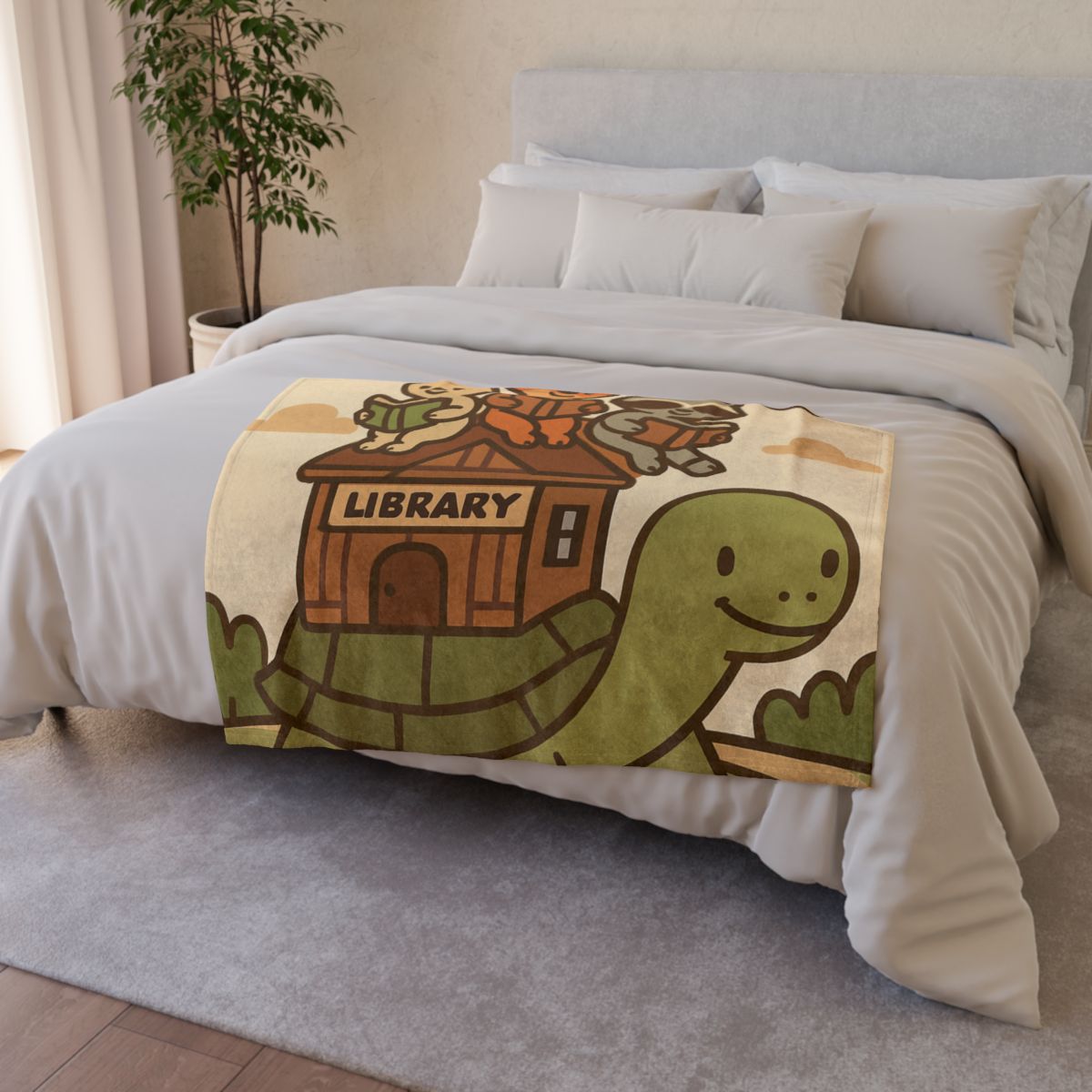 Time Traveling Turtle Library designer printed blankets