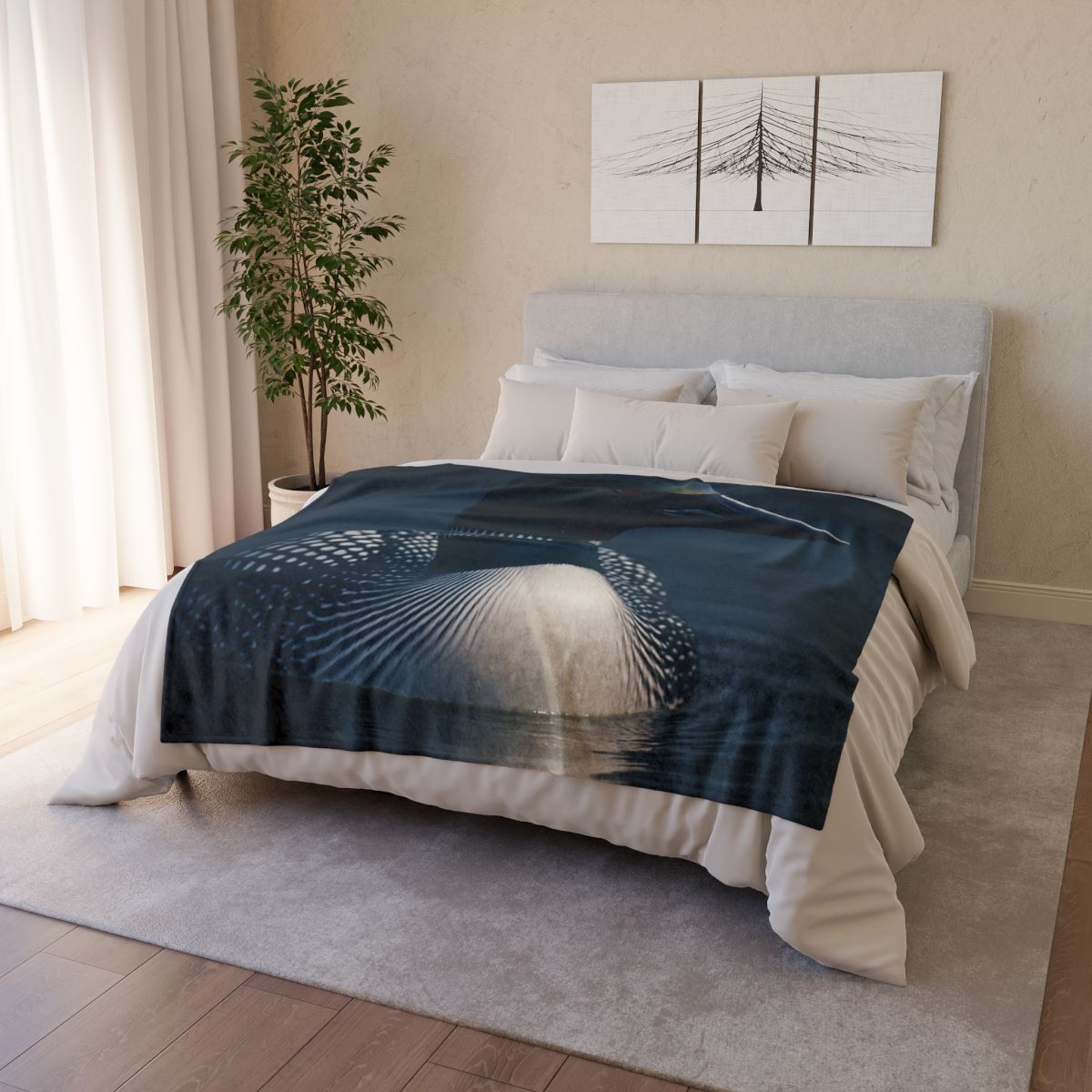 Moonlit Chorus Common Loon personalized cozy blankets