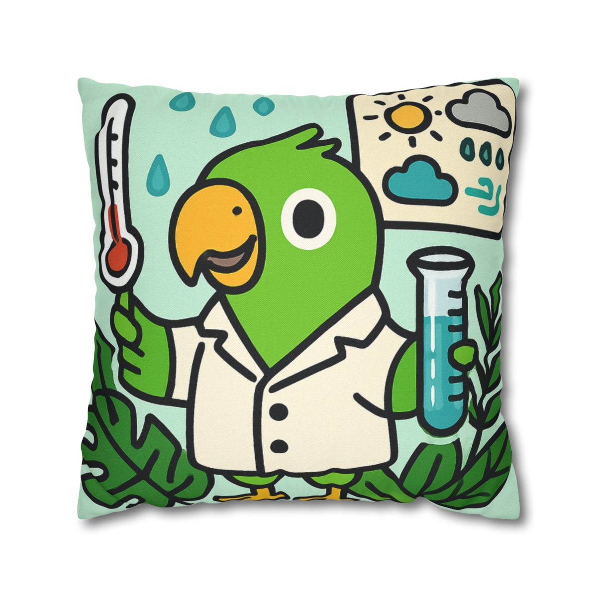 Rainforest Weather Lab With Parrot Scientist stylish decorative pillowcases