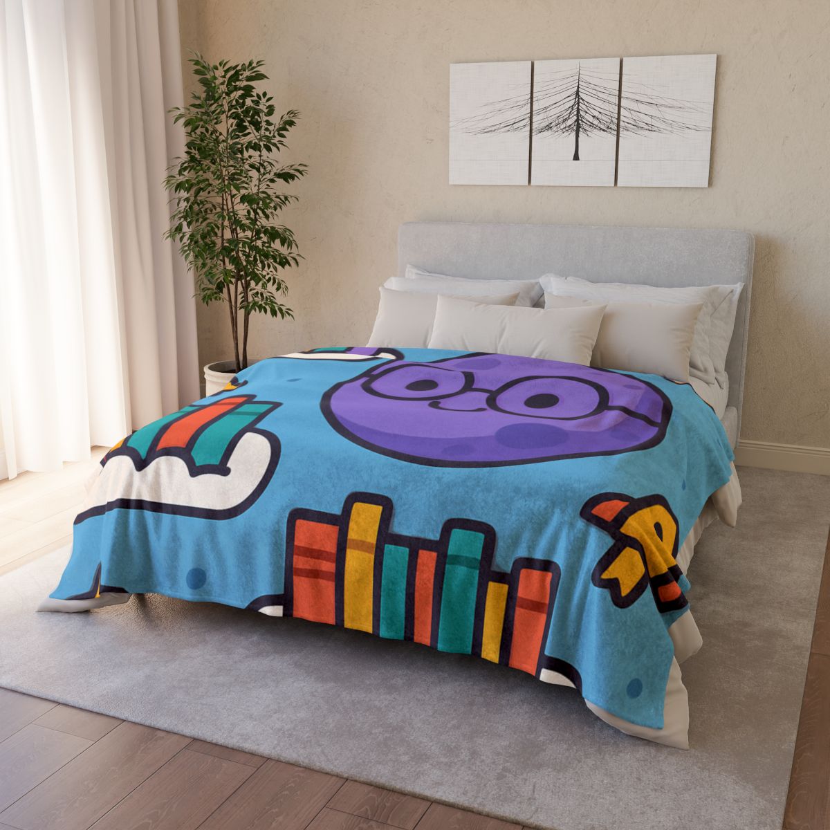 The Cloud Library Of Planet Puff personalized cozy blankets