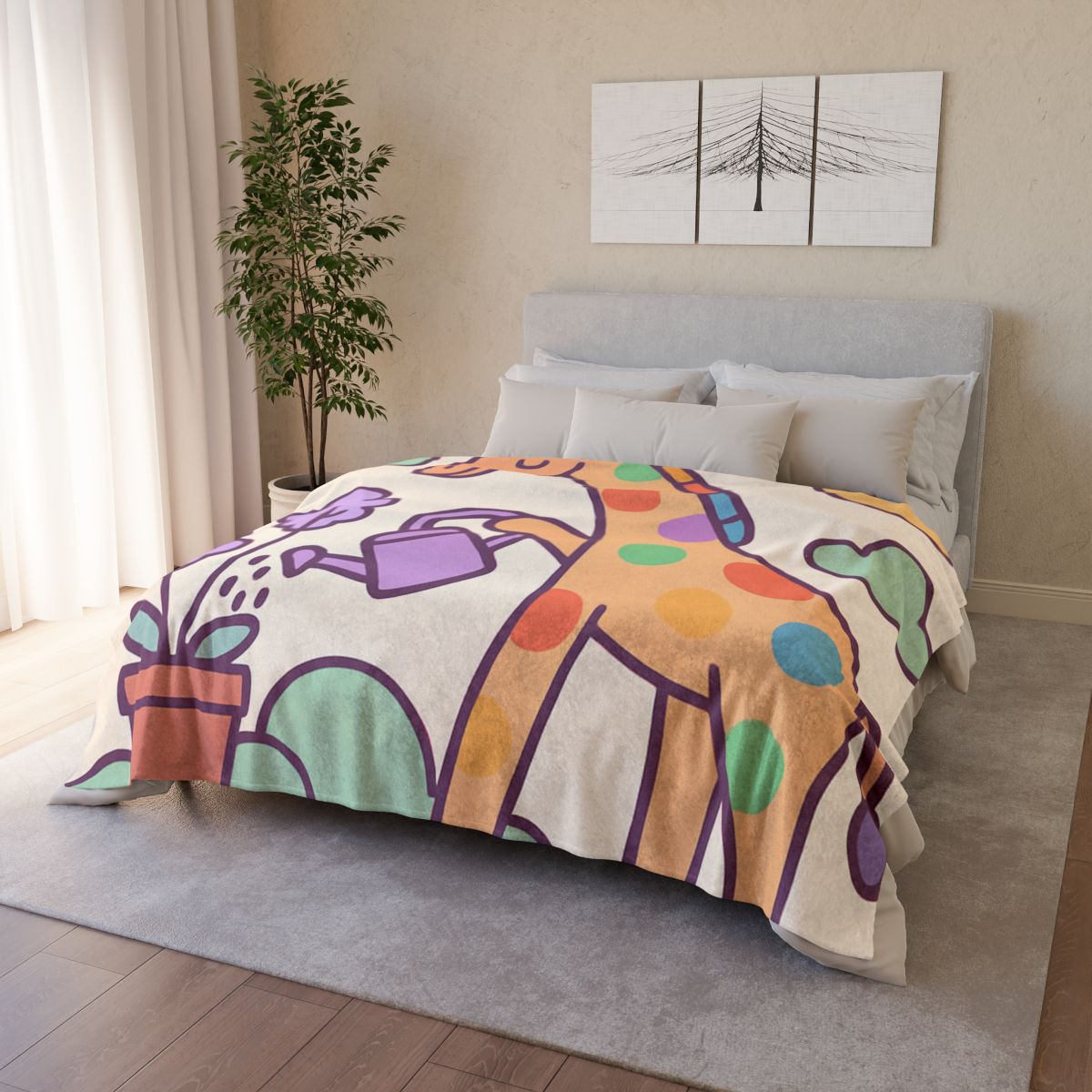 Cloud Garden With Rainbow Giraffe warm winter blankets