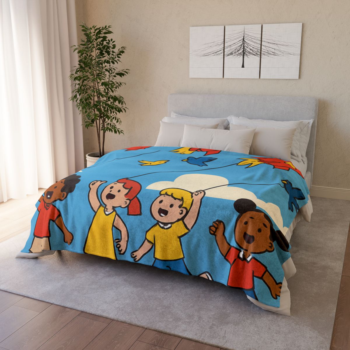 Rocket Kite Race trendy patterned blankets
