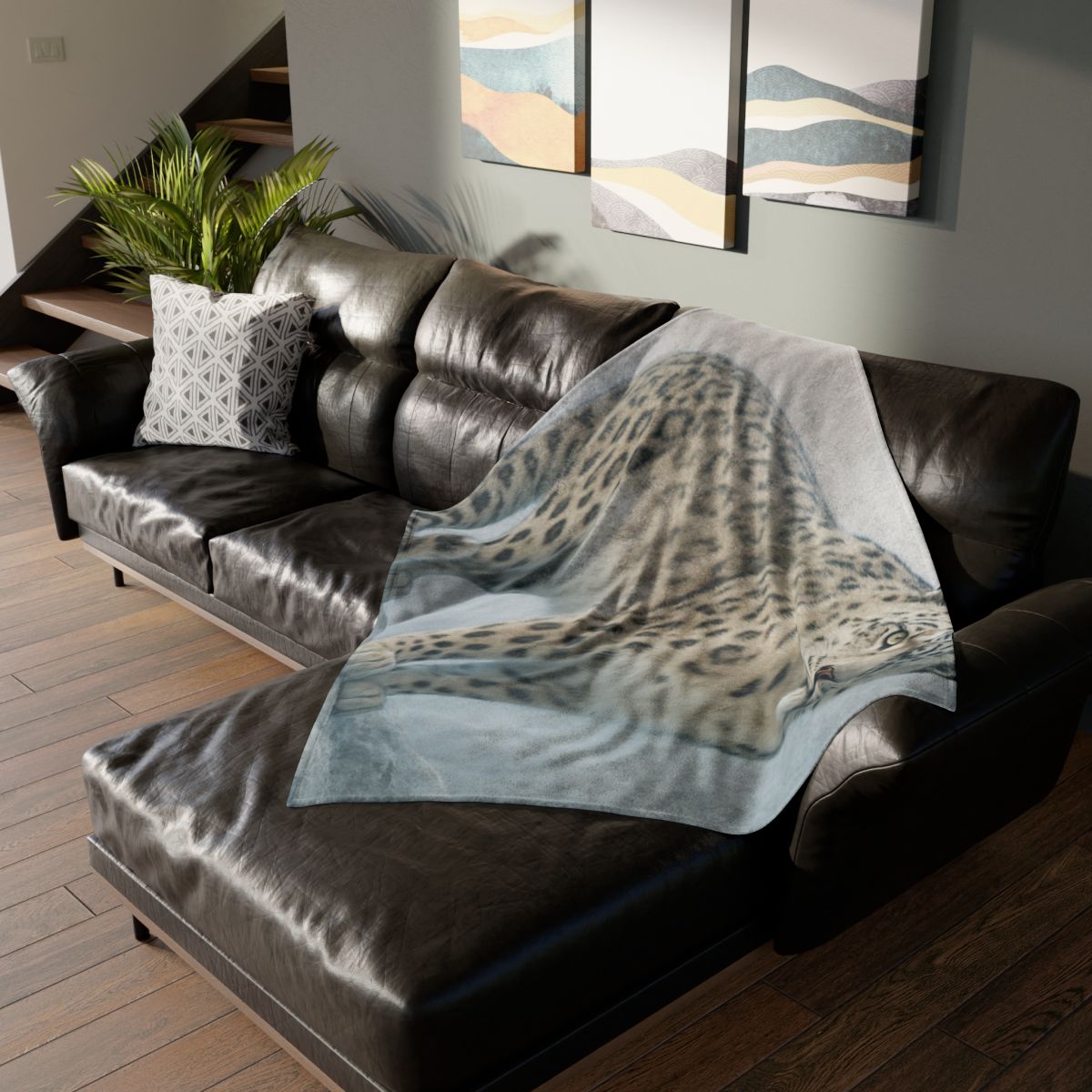 Frost Summit Snow Leopard decorative home blankets