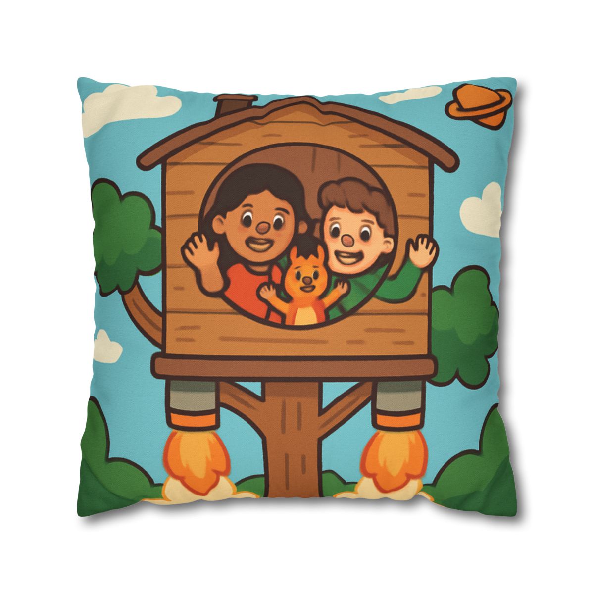 Rocket Powered Treehouse Forest stylish decorative pillowcases