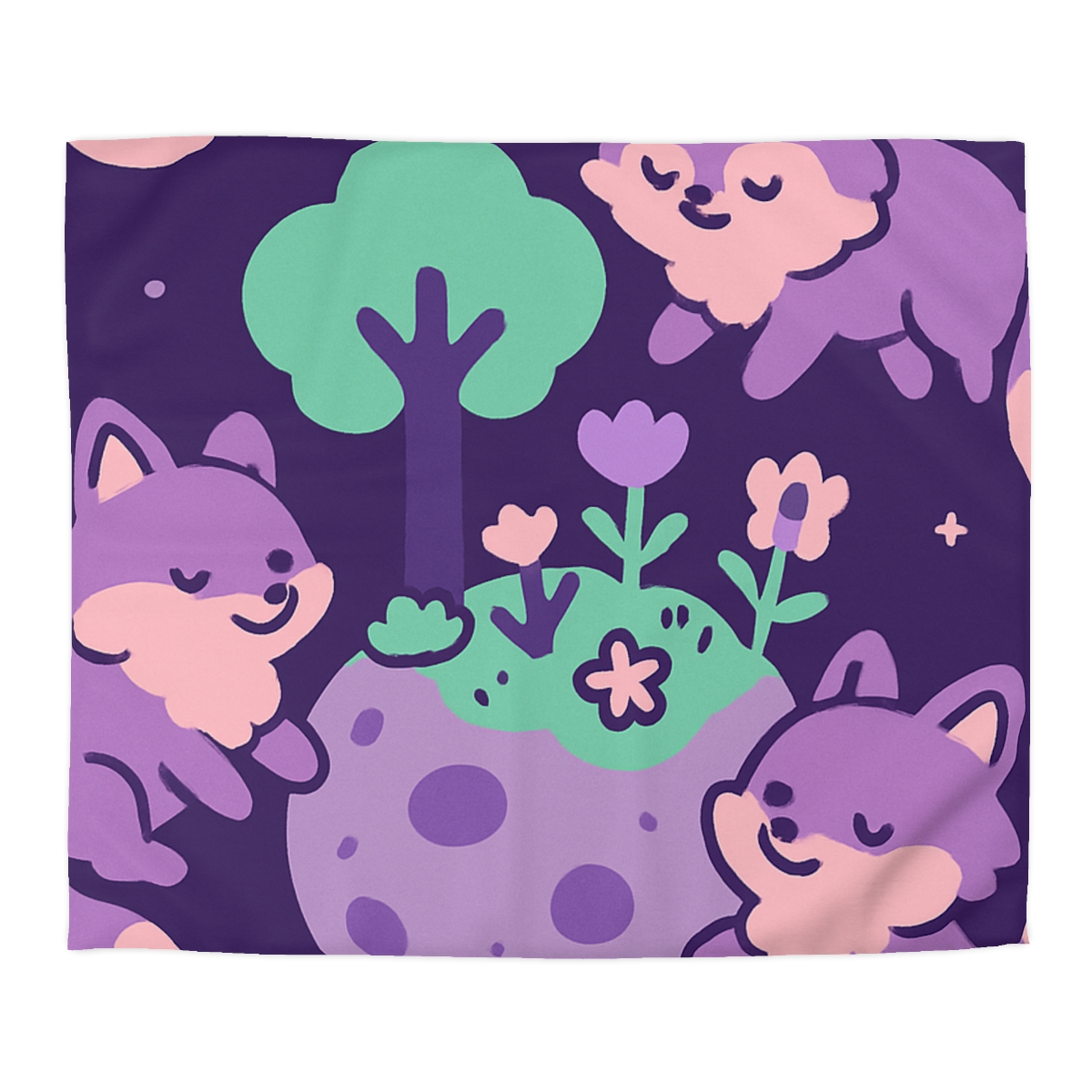Galaxy Garden Of Floating Foxes designer printed duvets