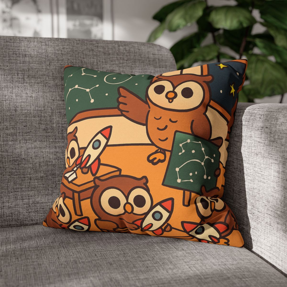 Rocket School Of Owls designer print pillow cases