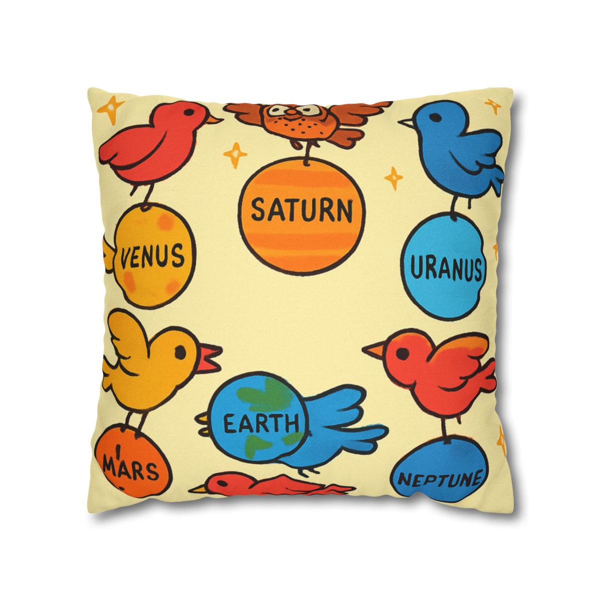 Solar System Circus Of Birds soft cotton pillow cases