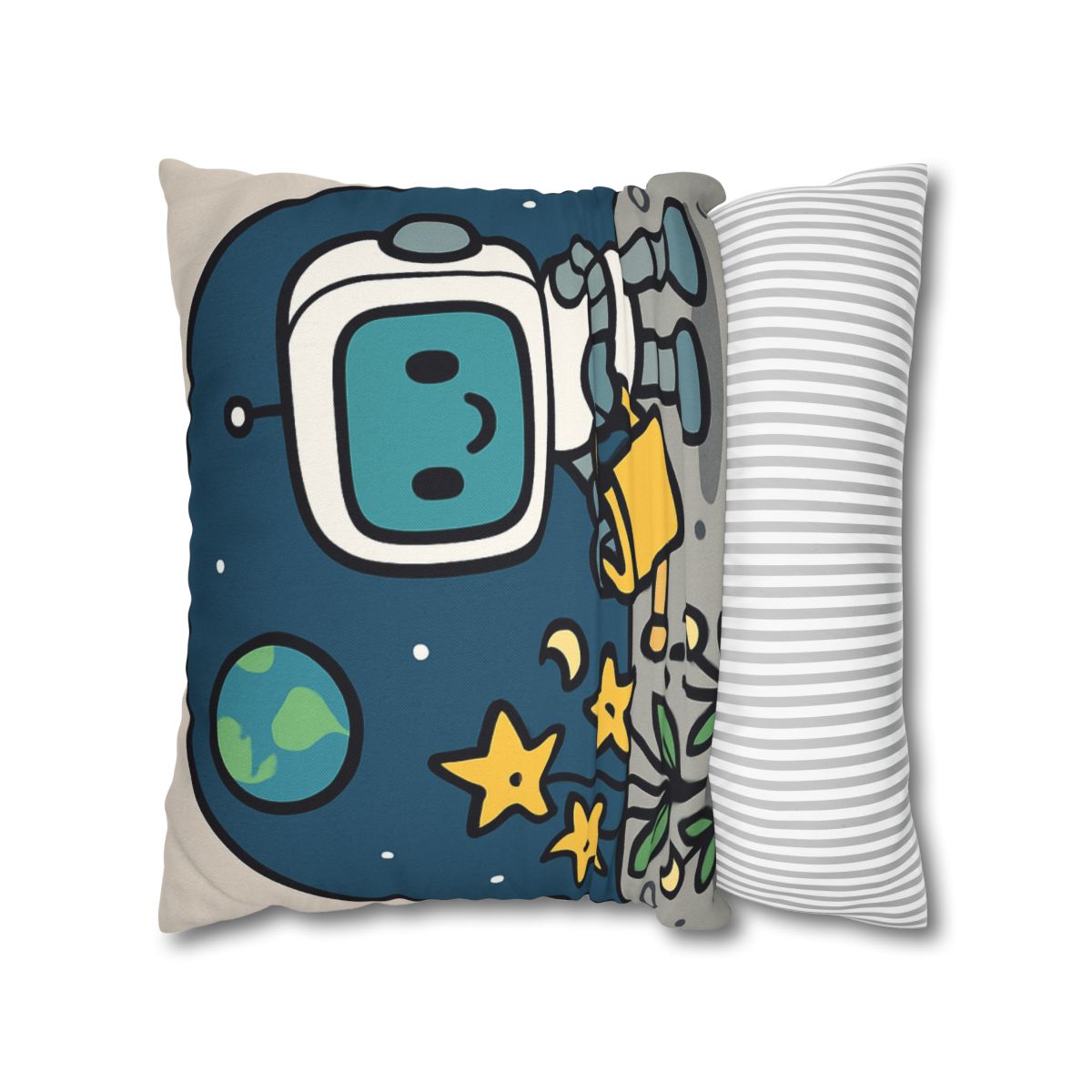 Moon Garden Robot And Space Sprouts designer print pillow cases