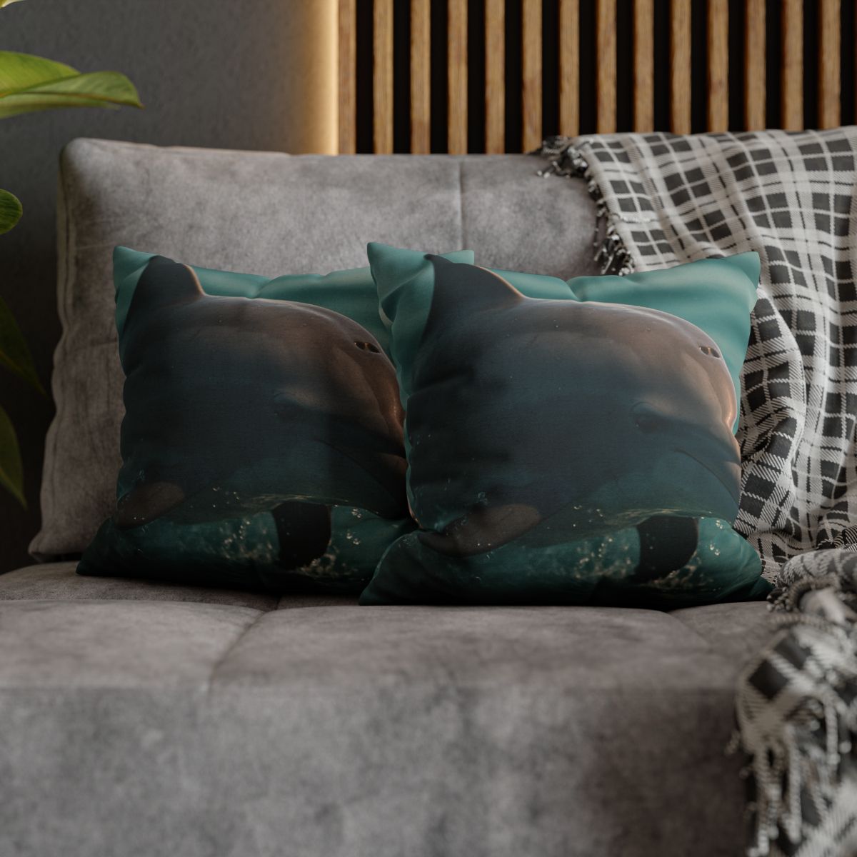 Silver Glide Bottlenose Dolphin designer print pillow cases