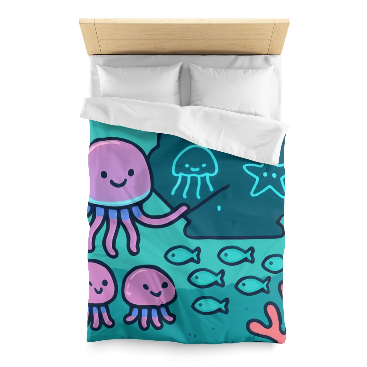 Bioluminescent Reef School With Glow Jellyfish personalized bedding duvets