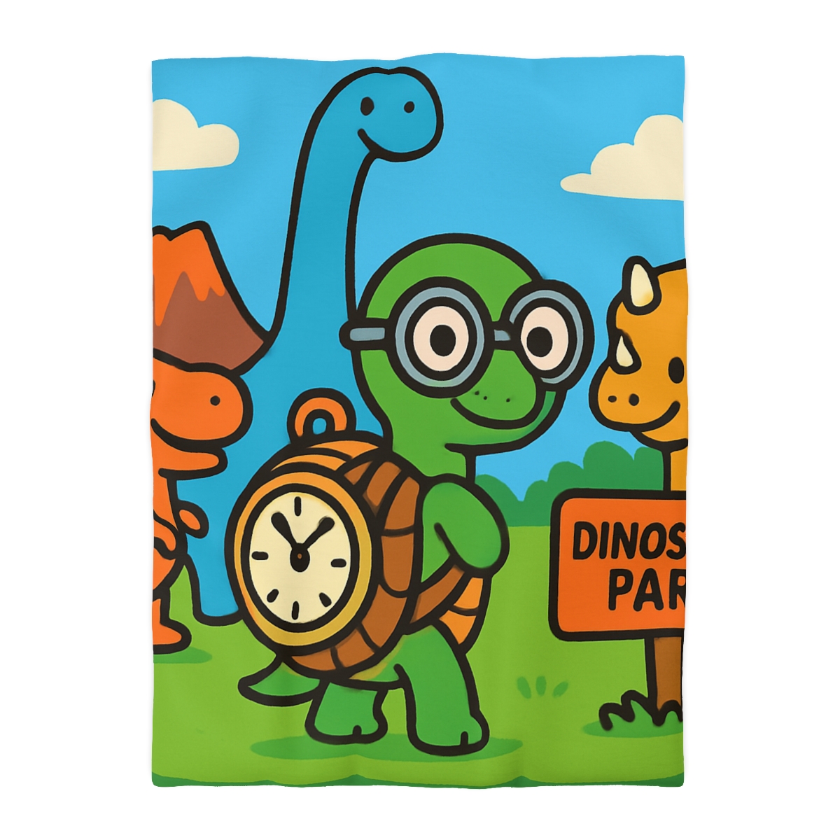 Time Traveling Turtle At The Dino Park designer printed duvets