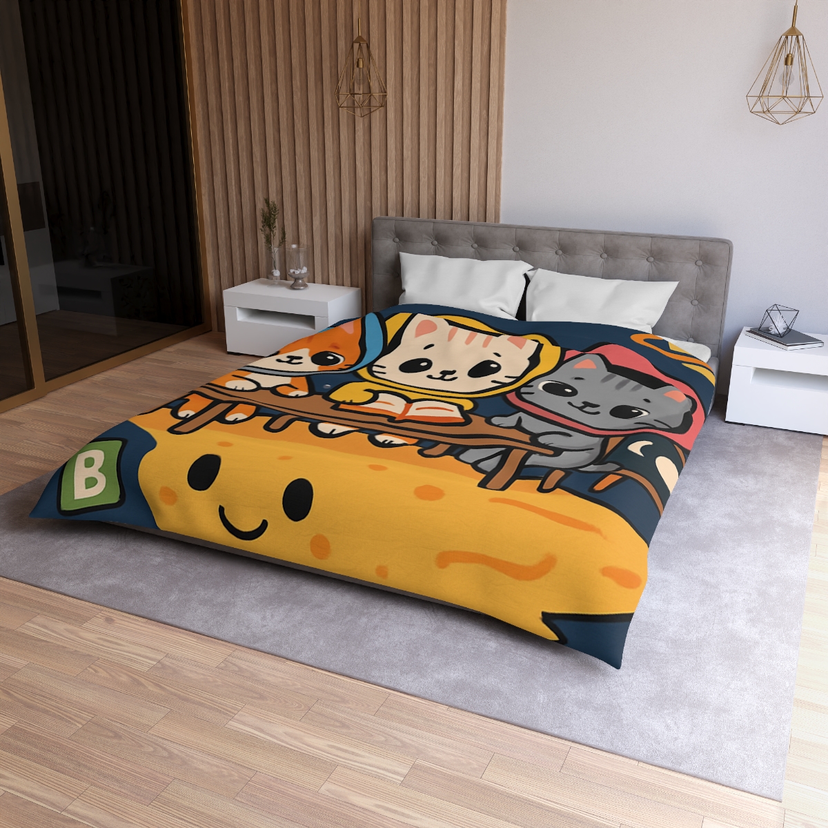 Comet Classroom With Curious Kittens custom duvets