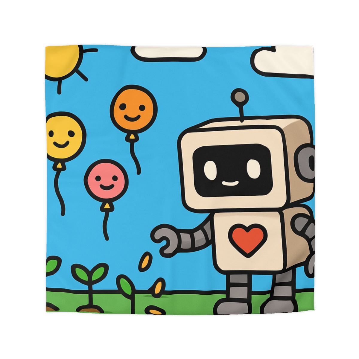 Robot Garden Of Flying Seeds designer printed duvets