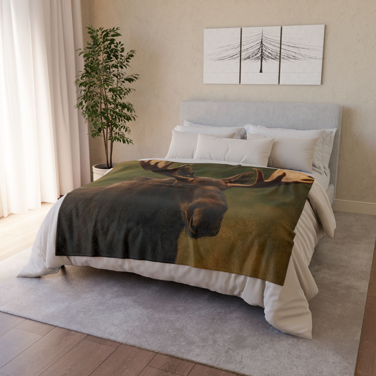 Aurora Quiet Moose soft fleece blankets