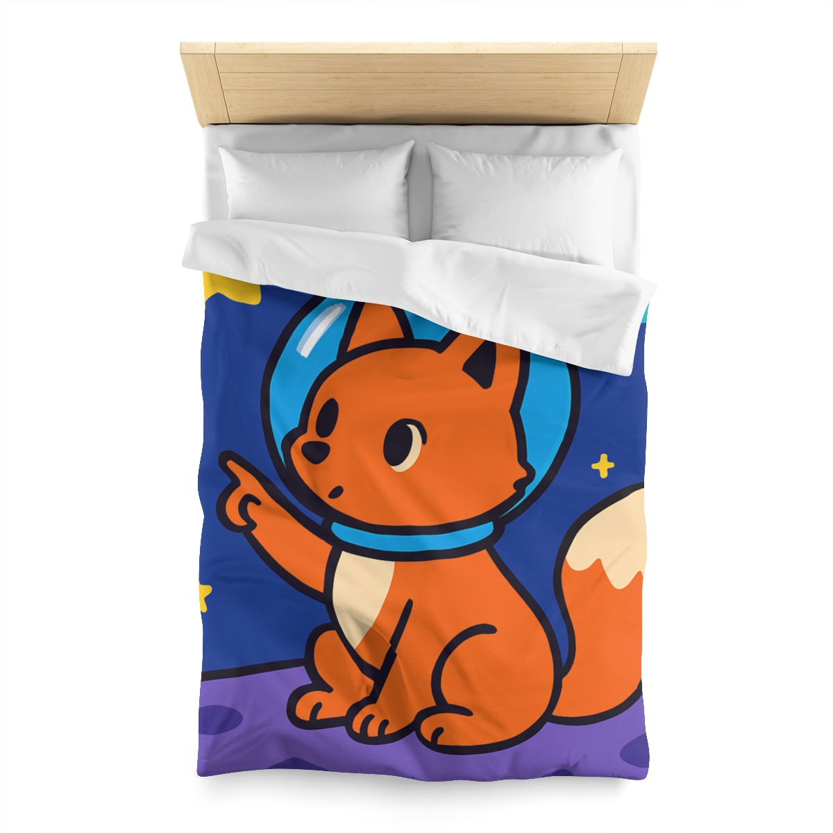 Stargazing Space Fox stylish duvet covers