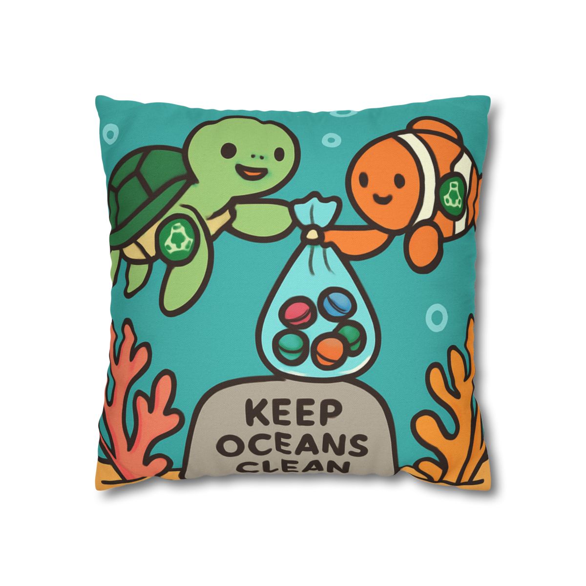 Coral Reef Cleanup Crew soft cotton pillow cases