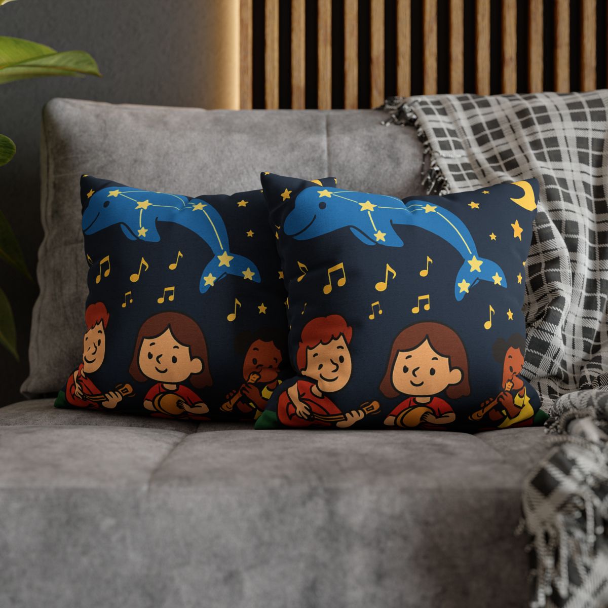 Starlight Orchestra Of The Dolphin Constellation designer print pillow cases