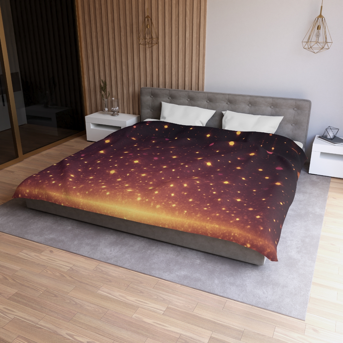 Photon Rain Mosaic designer printed duvets