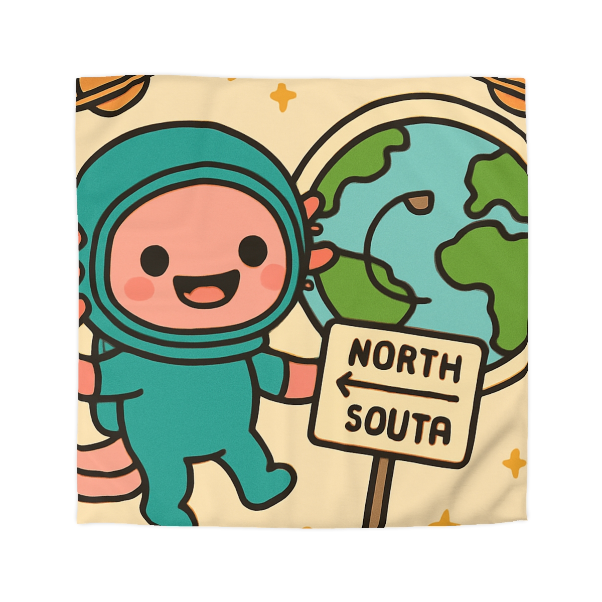 Luna The Axolotl Astronaut And The Bubble Planet Map stylish duvet covers